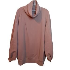 EUC LIT Large Oversized Beige Whisper/Mauve Heavy Weight Cowl Neck Sweatshirt